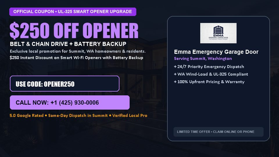 Emma Emergency Garage Door $250 OFF Premium LiftMaster Opener Installation